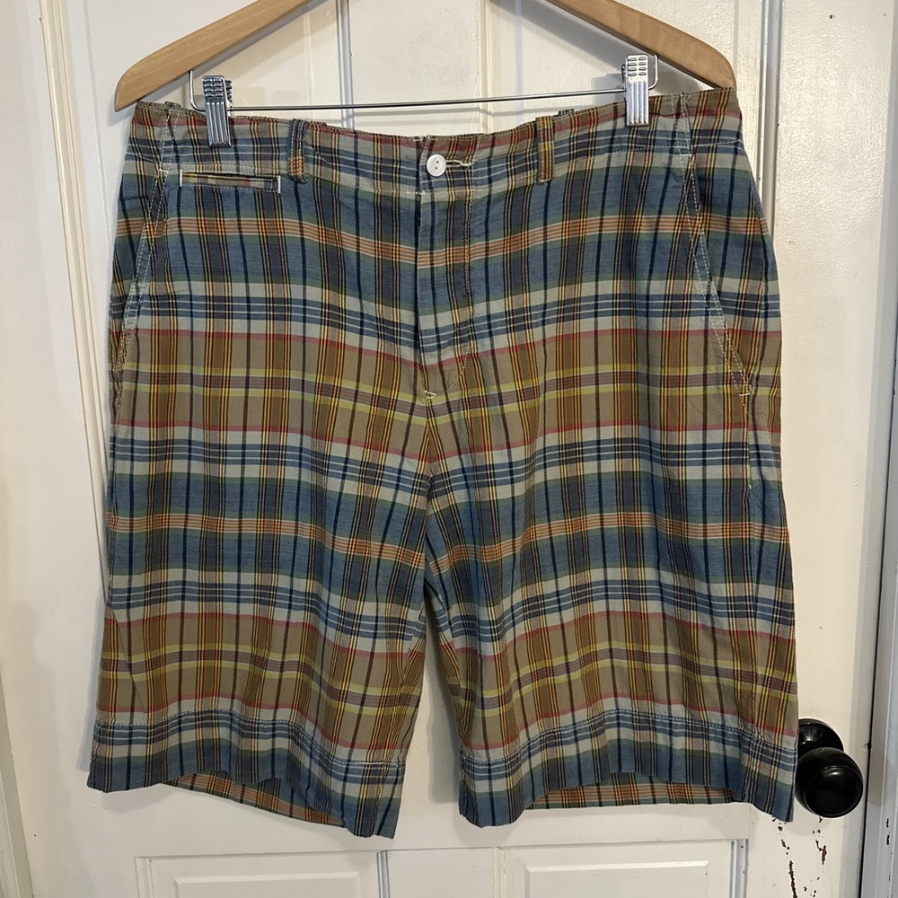 Ralph Lauren Indian Madras Plaid Bermuda Bohemian Beach Shorts size 35